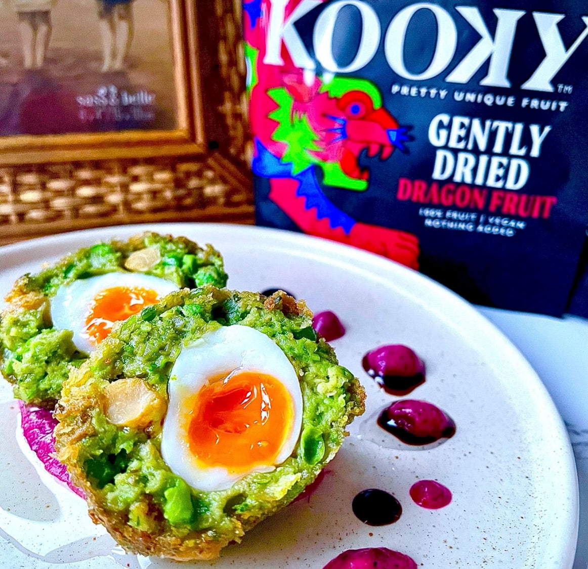 Kooky Cooks: Mini Scotch Egg in Dragon Fruit sauce