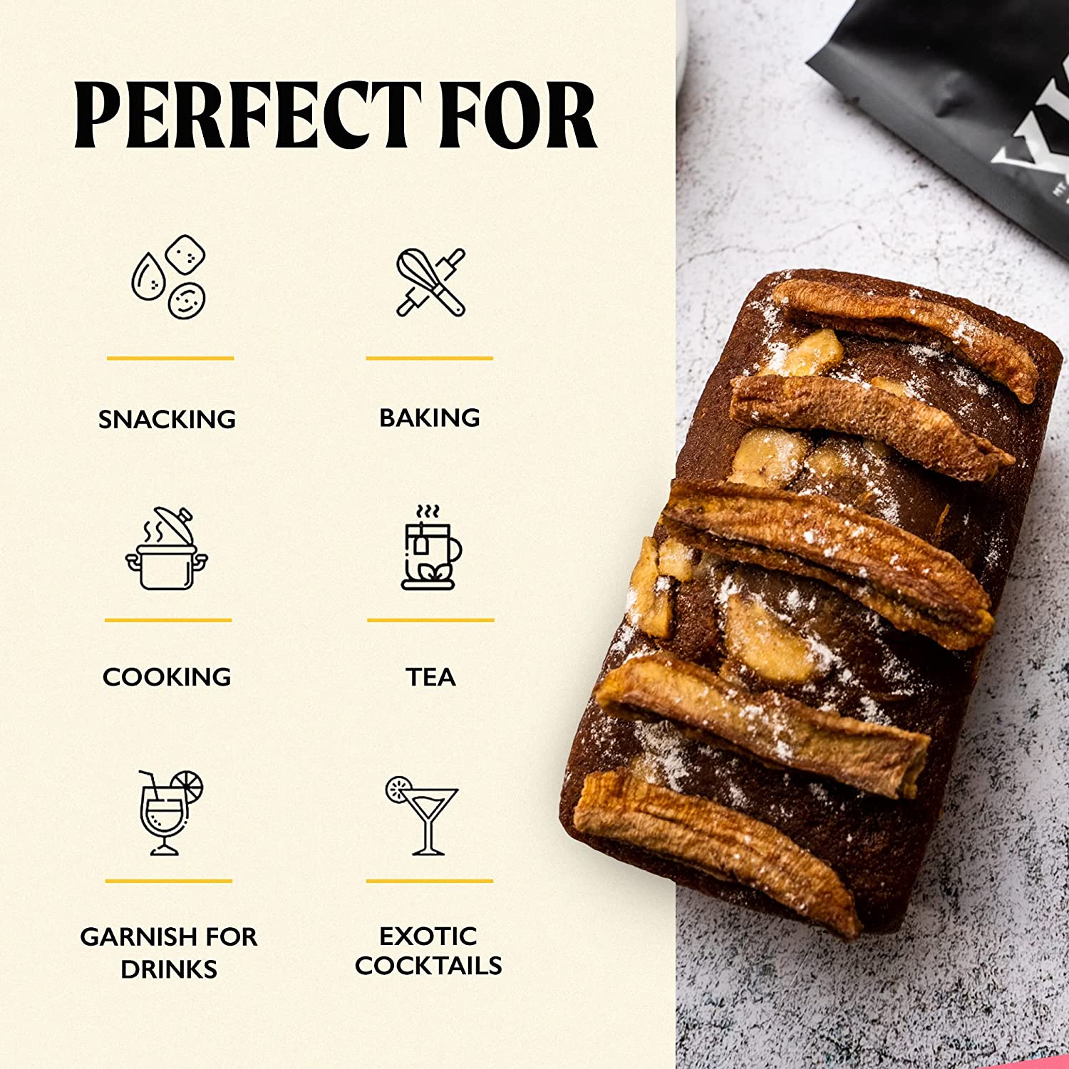 Gently Dried Banana for baking and cooking