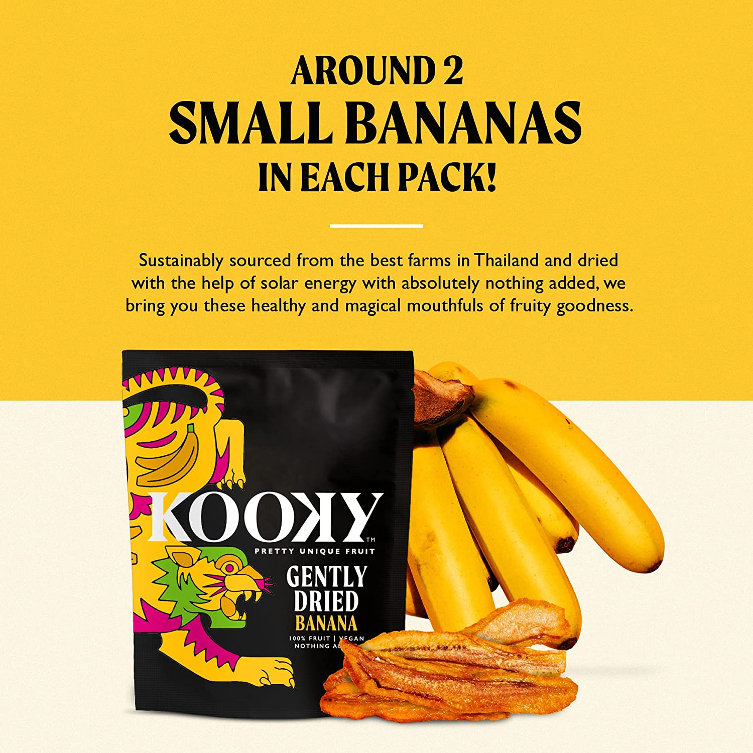 Gently Dried Banana that is sustainably sourced and all natural, with nothing added